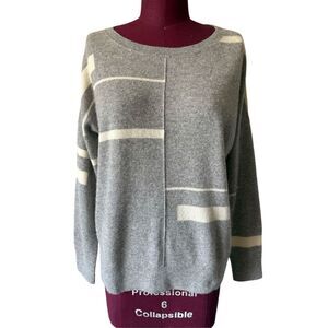 Repeat Cashmere Crewneck Sweater size S Gray Geometric
